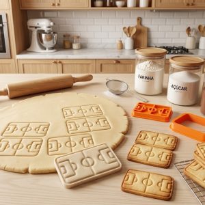 Kit Cortador de biscoitos + Carimbo - Campo de Futebol