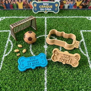 Conjunto Cortador + Carimbo de Biscoito - Pets - Craque da Casa